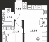 1-комн, 39 кв м, этаж 5/13 Гражданский переулок, 10
