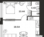 2-комн, 56 кв м, этаж 9/13 Гражданский переулок, 10