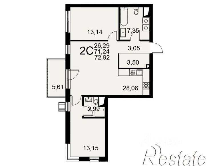 2-комн квартира в новом доме улица Пирогова, 26А,  д. 26А