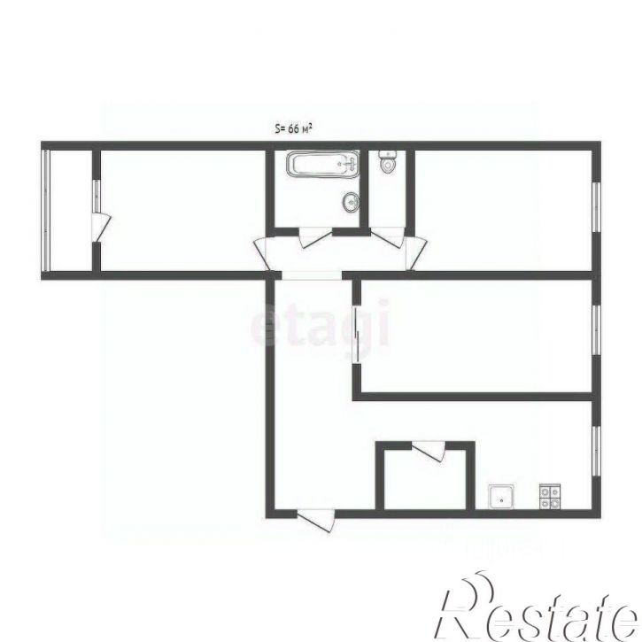 3-комн квартира улица Вересаева, 1Б,  д. 1Б
