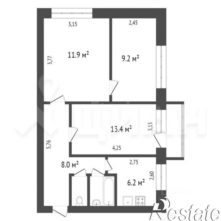 3-комн квартира улица Мориса Тореза, 9А,  д. 9А