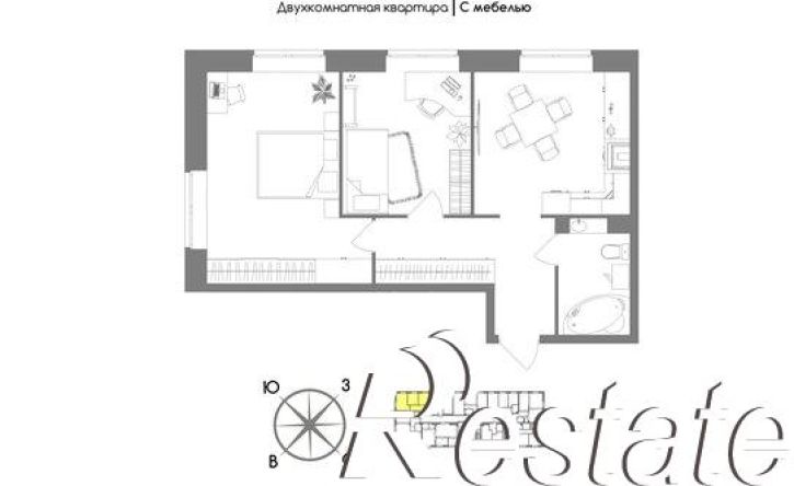 2-комн квартира в новом доме Ключевая улица, 4,  д. 4