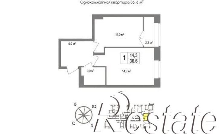 1-комн квартира улица Маяковского, 39,  д. 39
